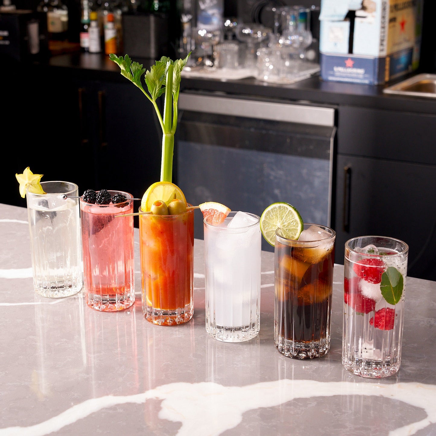 Lemonsoda - Traze Tom Collins Crystal Cut Glasses - 11.5 Oz