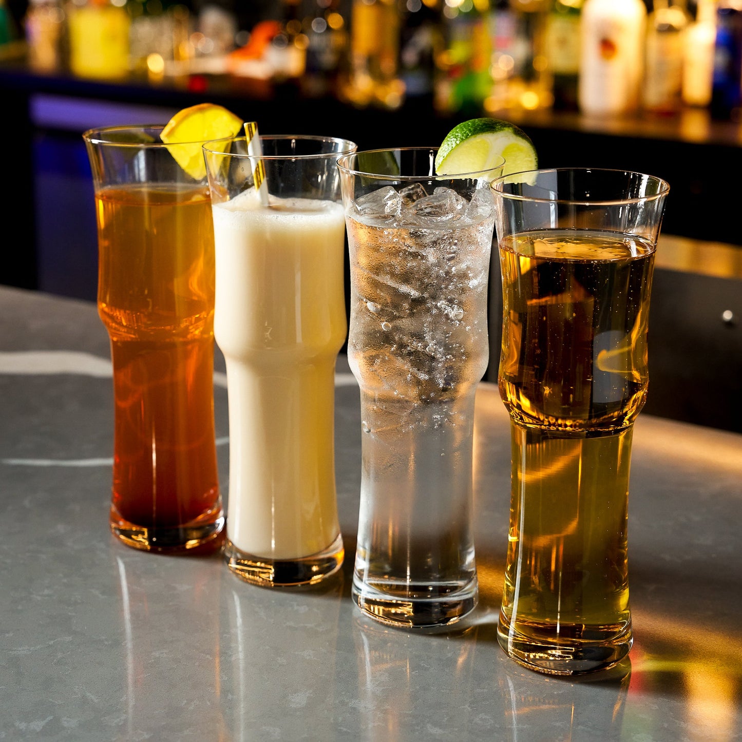 Lemonsoda - Tall Napoli Hurricane Cocktail Glasses - Handcrafted Cocktail Glass Set (15oz)