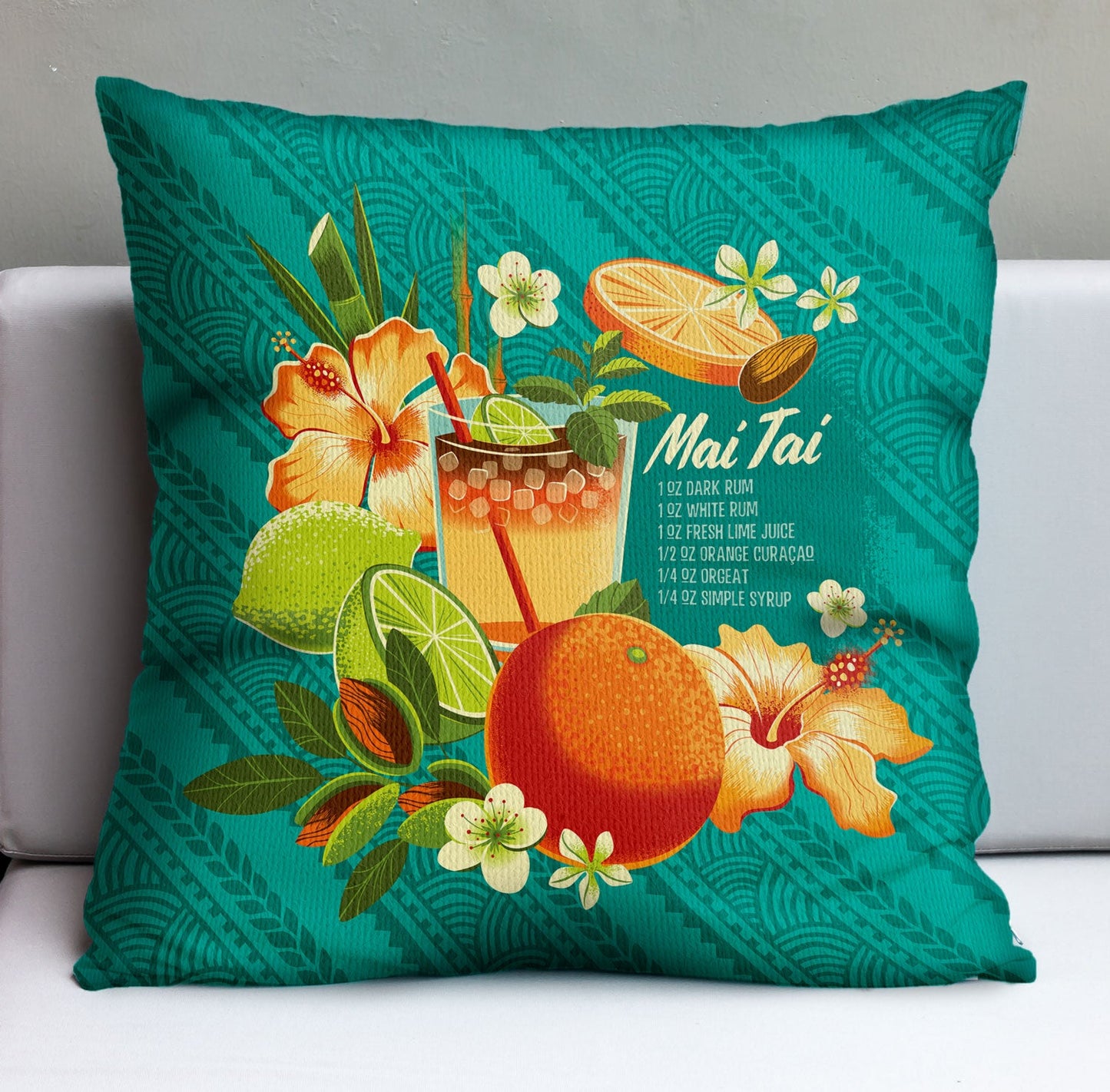 Jeff Granito's 'Mai Tai Floral' Pillow Cover - Ready to Ship! (FREE SHIPPING in U.S.)