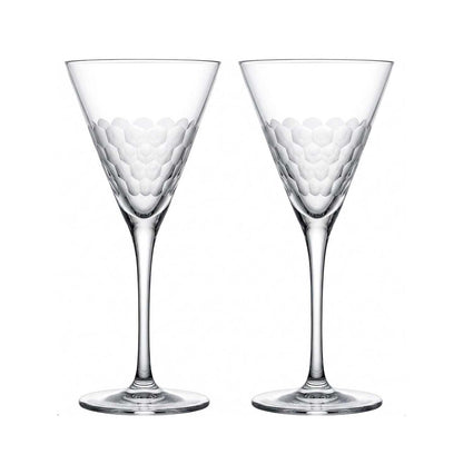 Amehla x Educated Barfly Slim Martini Glass Set of 2, Hand Blown Lead-Free Crystal