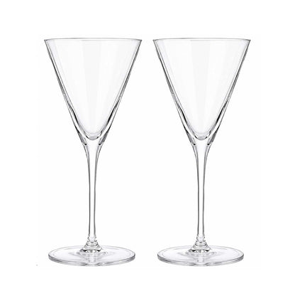 Amehla x Educated Barfly Slim Martini Glass Set of 2, Hand Blown Lead-Free Crystal