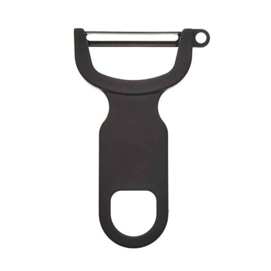 A Black Mercer Culinary Y Swiss Peeler on a white background