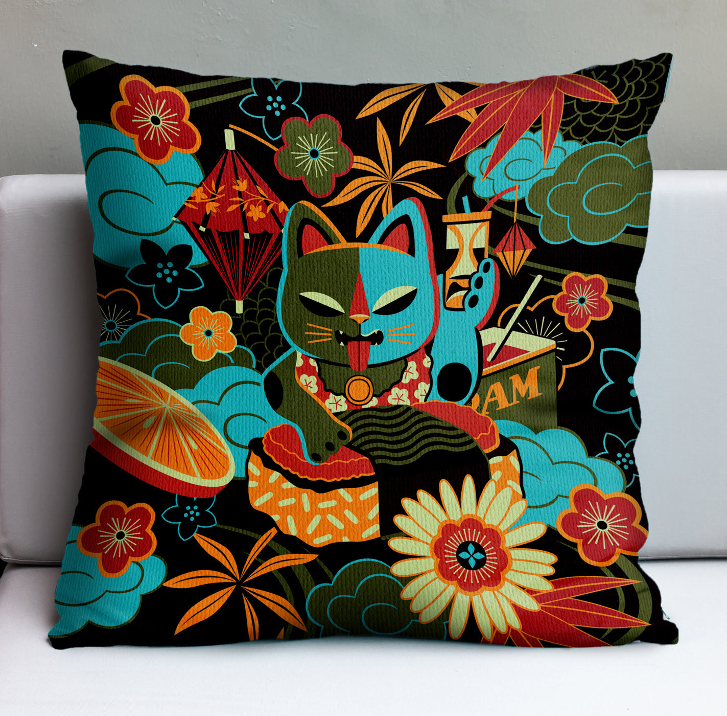 Jeff Granito's 'Mewsubi' Pillow Cover - Ready to Ship! (FREE SHIPPING in U.S.)
