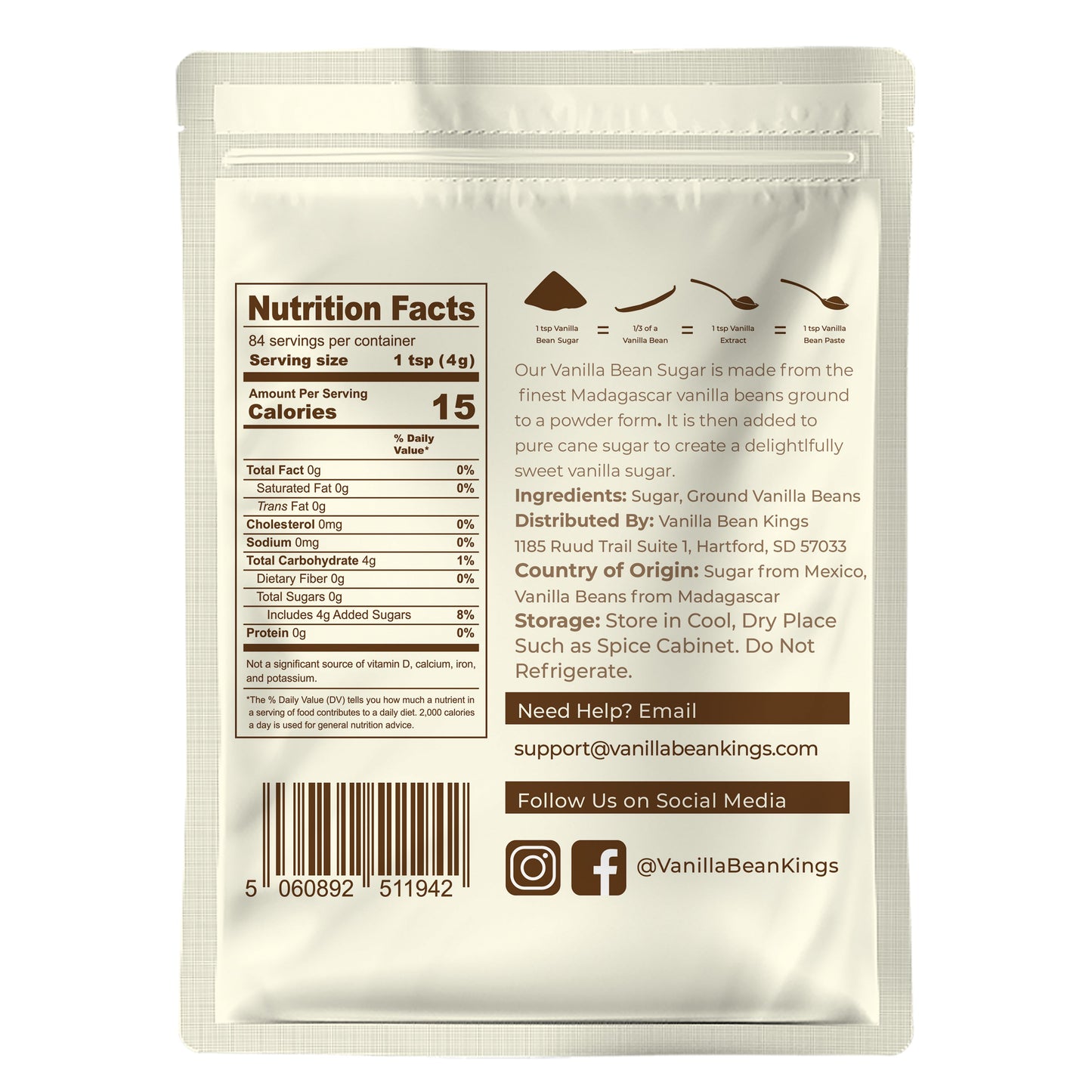 Organic Vanilla Bean Sugar - 12 oz