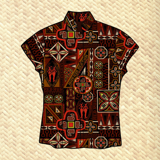 Jeff Granito's 'Red Rum' Classic Aloha Button-Up Shirt - Womens - Ready to Ship