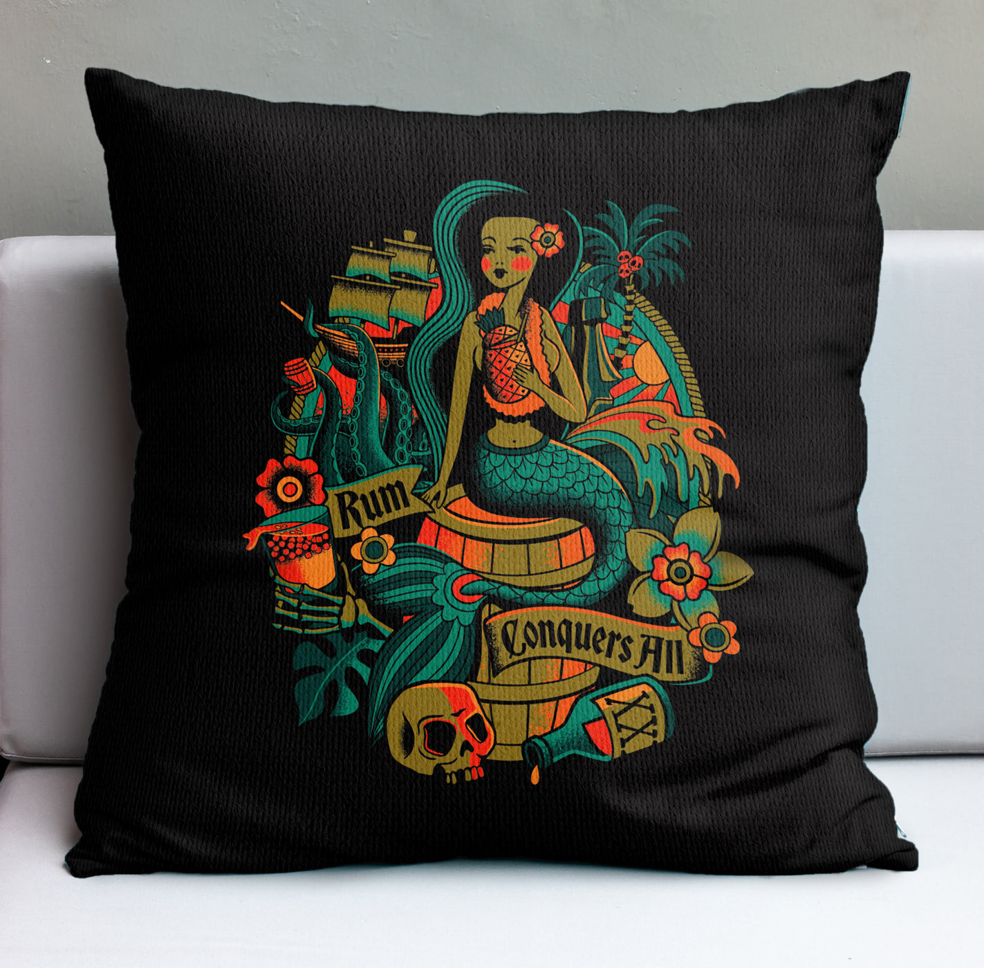 Jeff Granito's 'Rum Conquers All' Pillow Cover - Ready to Ship! (FREE SHIPPING in U.S.)
