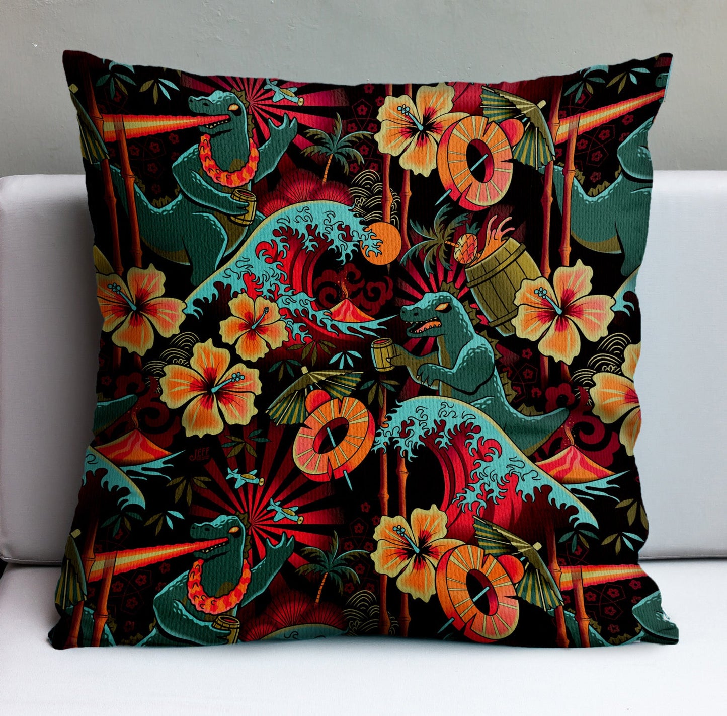 Jeff Granito's 'Rumzilla' Pillow Cover - Ready to Ship! (FREE SHIPPING in U.S.)