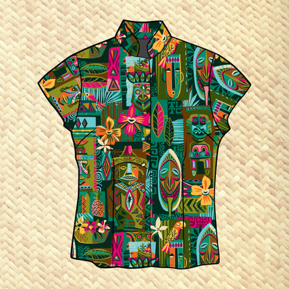 TikiLand Day 2025 'Lanai Enchantment' - Classic Aloha Button-Up Shirt - Womens - Ready to Ship!