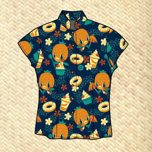 Jeff Granito's 'Pineapple Bird' Classic Aloha Button-Up Shirt - Womens - Ready to Ship