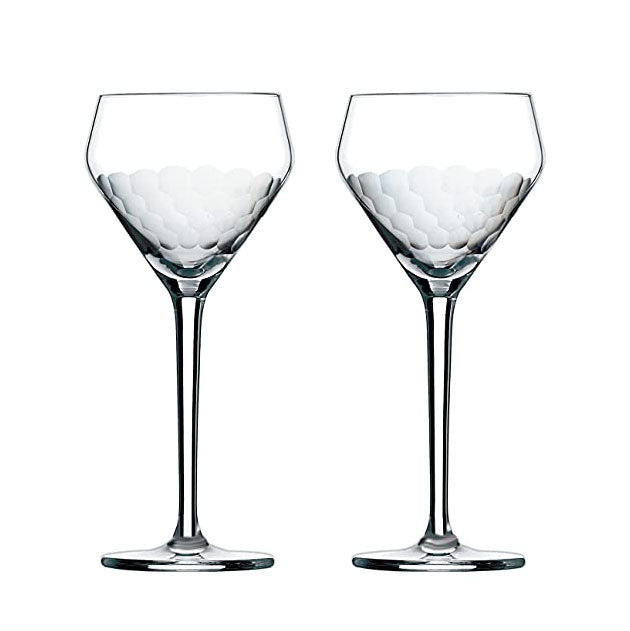 Amehla x The Educated Barfly Collection Teardrop Nick and Nora Cocktail Glass - 6-ounce, Set of 2 - Honeycomb Hammered Nick and Nora