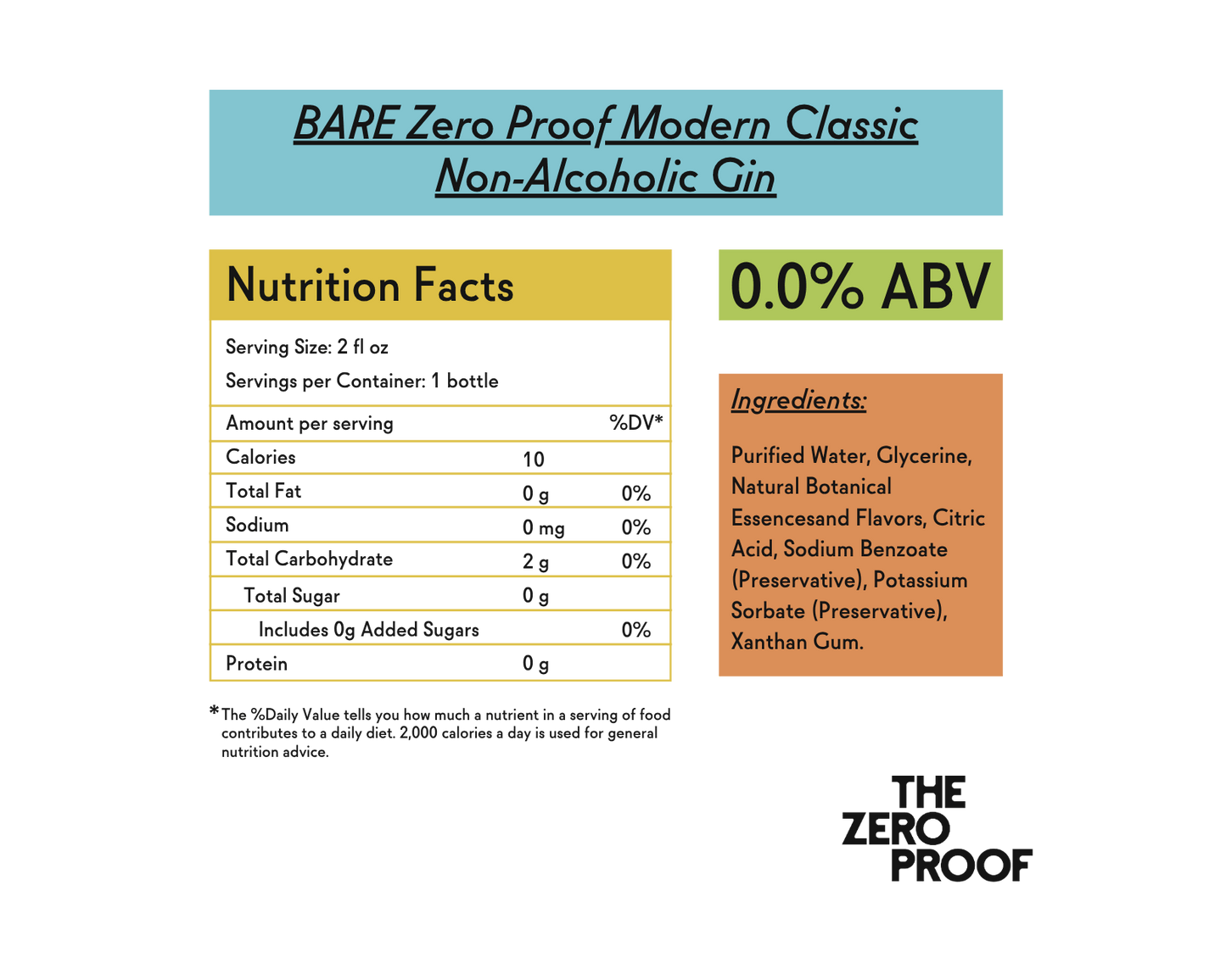 BARE Zero Proof Modern Classic Gin (750 ml)
