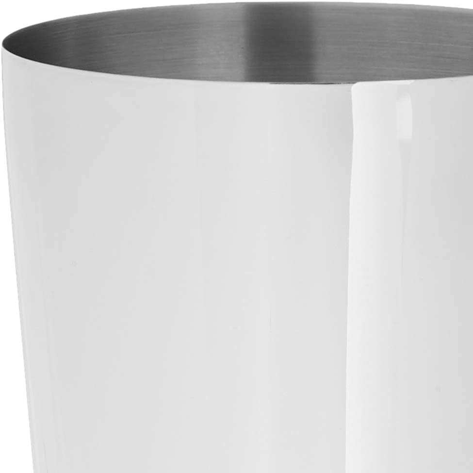Close-up of a barfly stainless steel shaker cocktail tin set of 18 oz and 28 oz on a white background