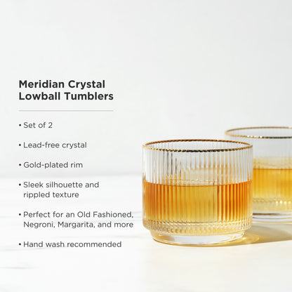Viski Meridian Crystal Lowball Tumblers Set of 2