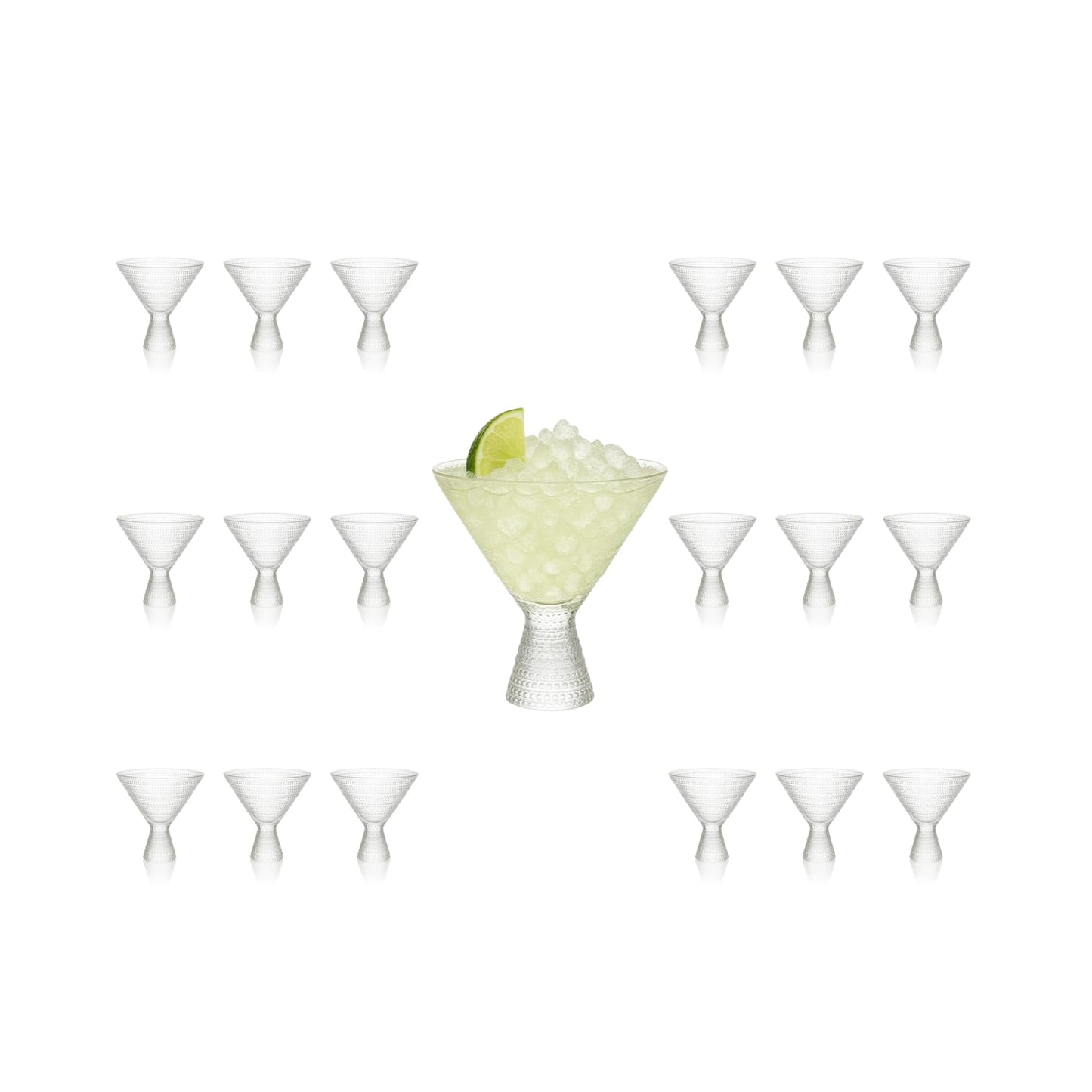 Lemonsoda - Clear Hobnail Martini Glasses - Embossed Martini Glasses - 9oz