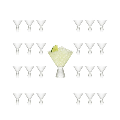 Lemonsoda - Clear Hobnail Martini Glasses - Embossed Martini Glasses - 9oz