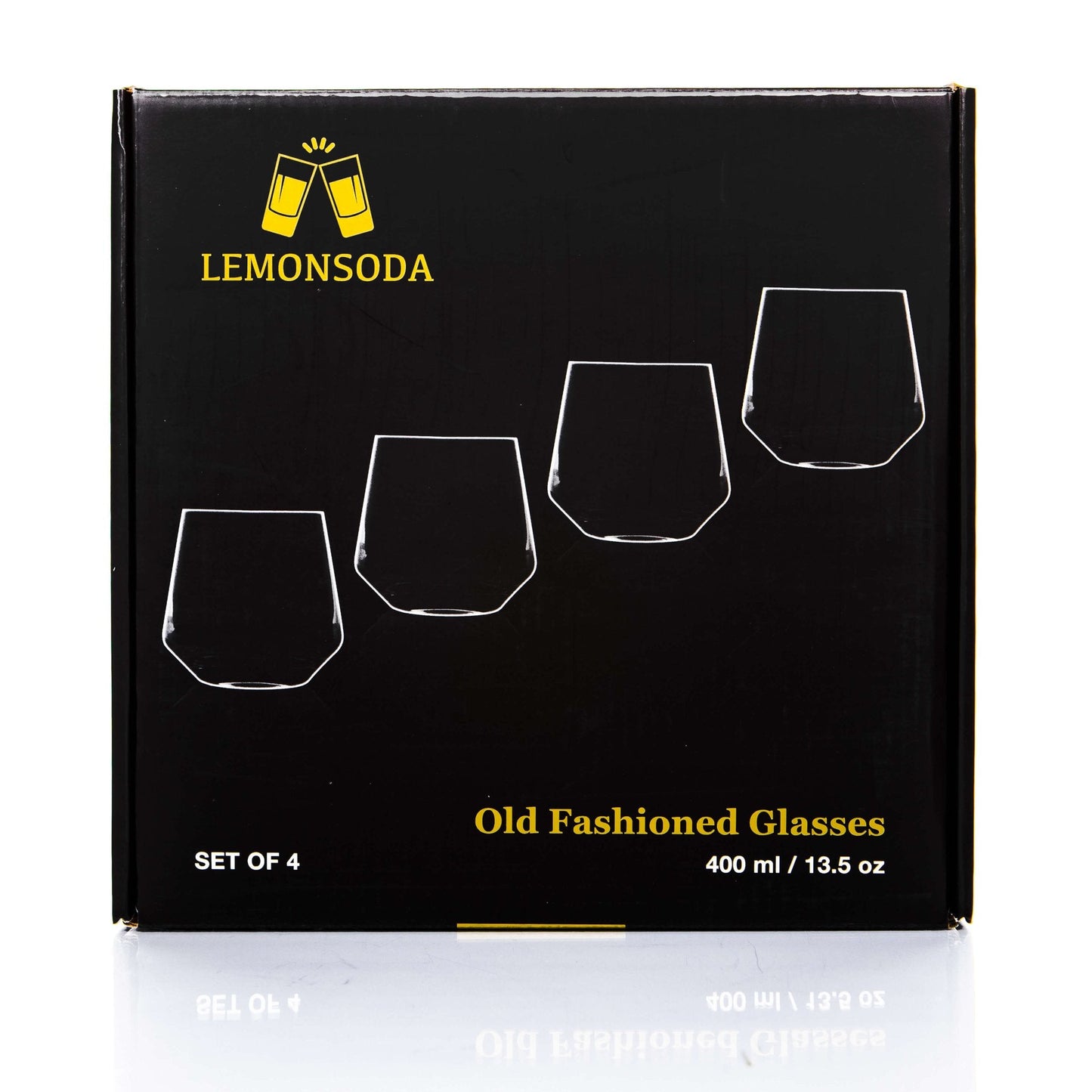 Lemonsoda - Crystal Old Fashioned Whiskey Glasses - Set of 4 - 13.5oz