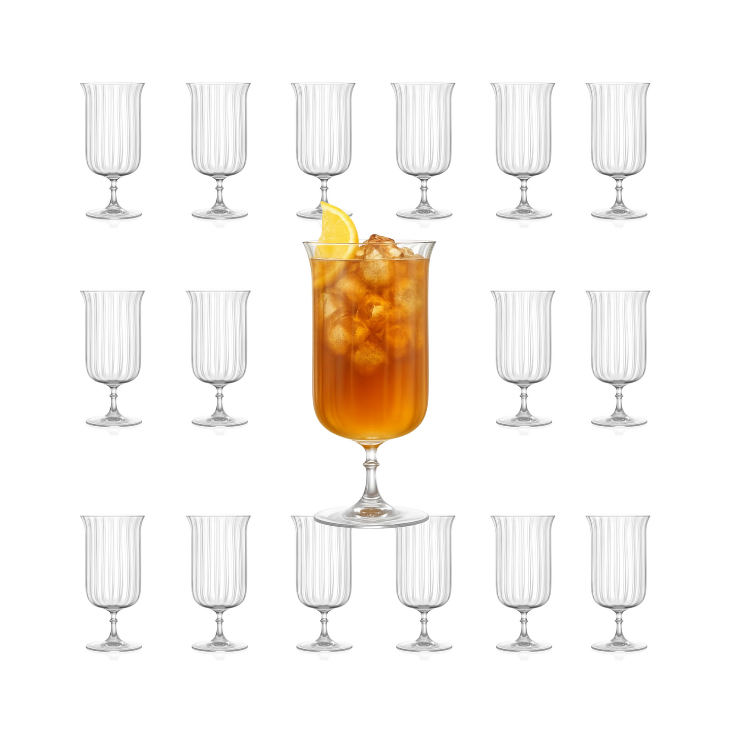 Lemonsoda - Rims Orient-Coupe Gin Sour/Long Island Ribbed Cocktail Glasses - (Deco)(11.5oz / 340mL)
