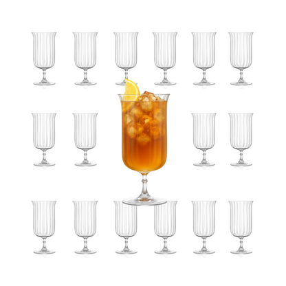 Lemonsoda - Rims Orient-Coupe Gin Sour/Long Island Ribbed Cocktail Glasses - (Deco)(11.5oz / 340mL)