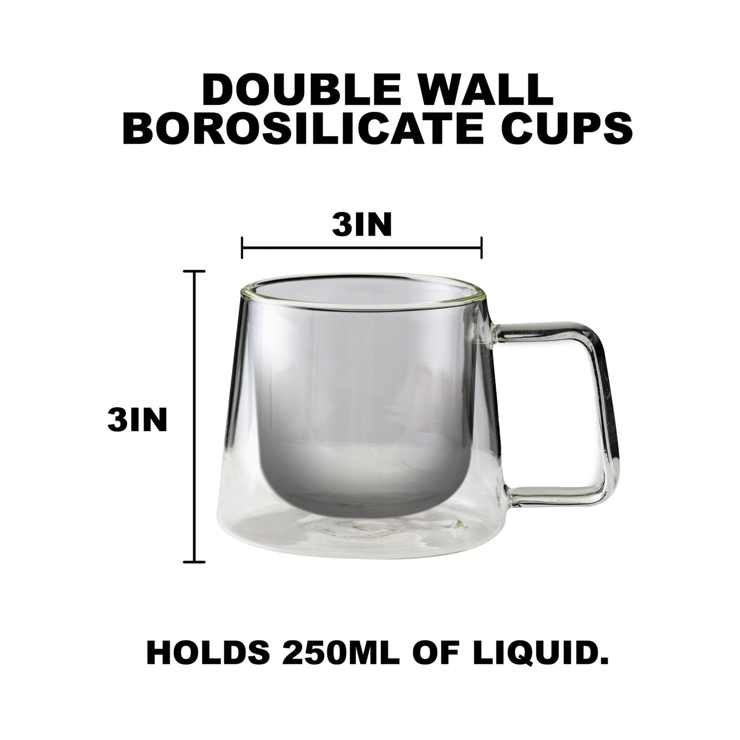 Lemonsoda - Double Walled Glass Coffee Drink Mug with Handle - Set of 4 - 8.5oz