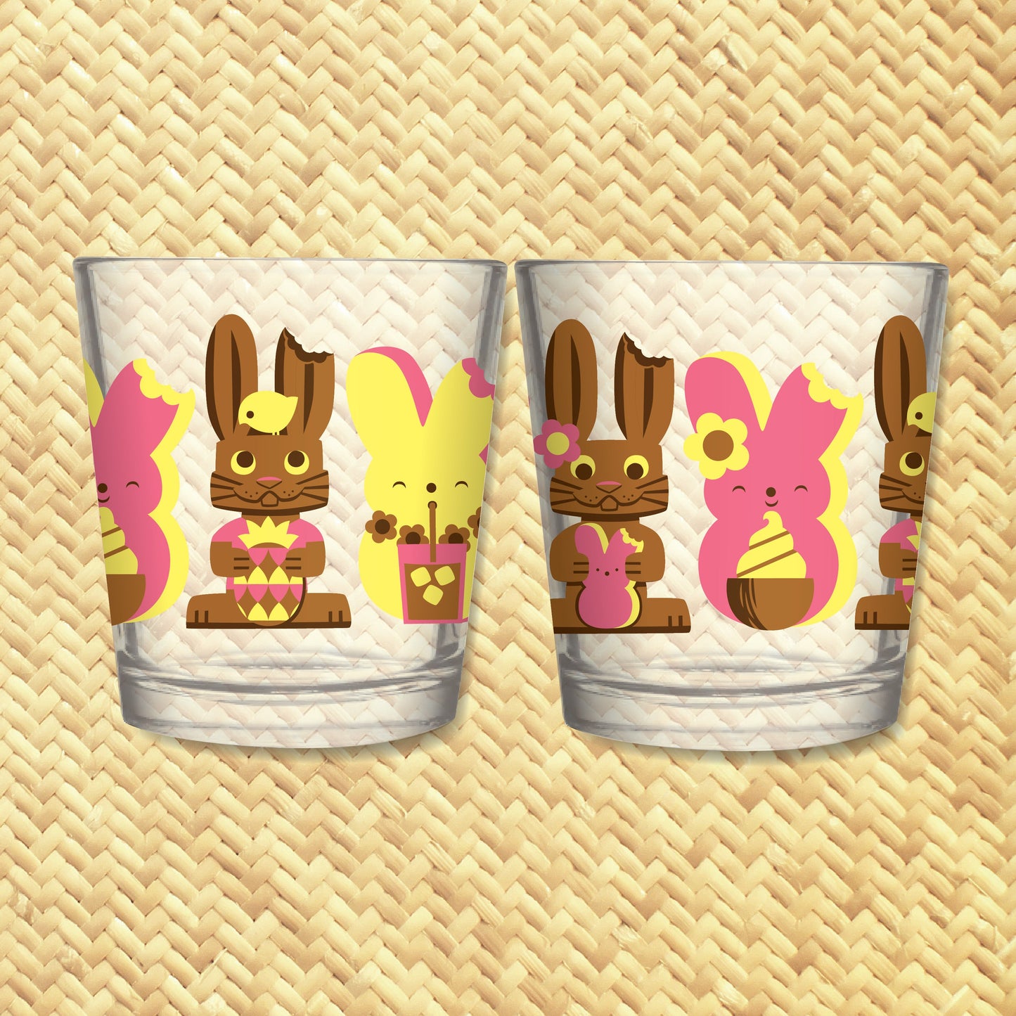 Jeff Granito's 'Marshmallow Bunnies' Mai Tai Cocktail Glass (1) - Ready to Ship!