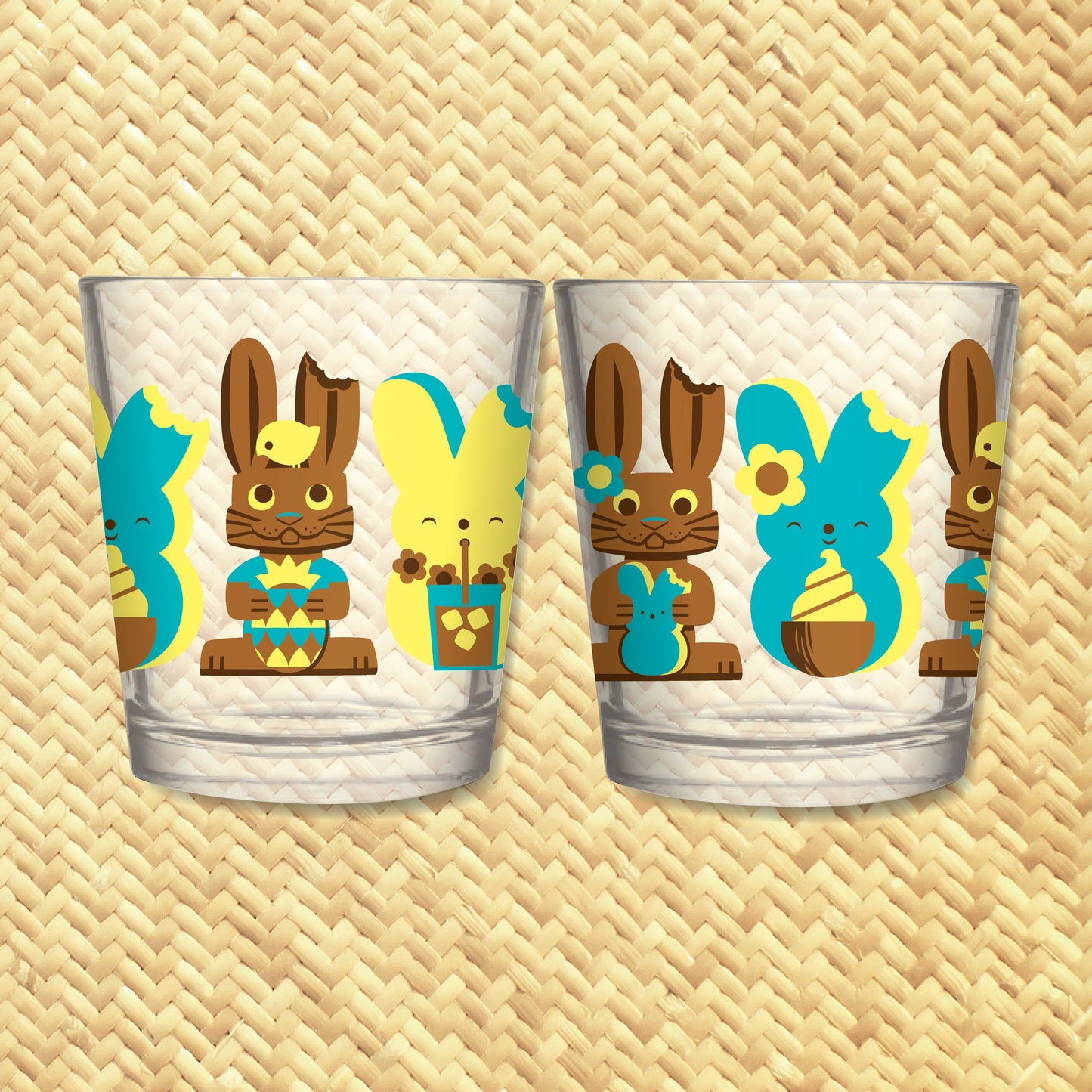 Jeff Granito's 'Marshmallow Bunnies' Mai Tai Cocktail Glass (1) - Ready to Ship!