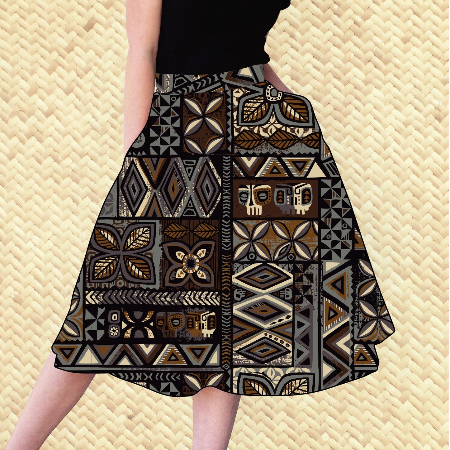 TikiLand Trading Co. X Jeff Granito 'Distant Drums Haleakalā' - Aloha Skirt - Ready to Ship!