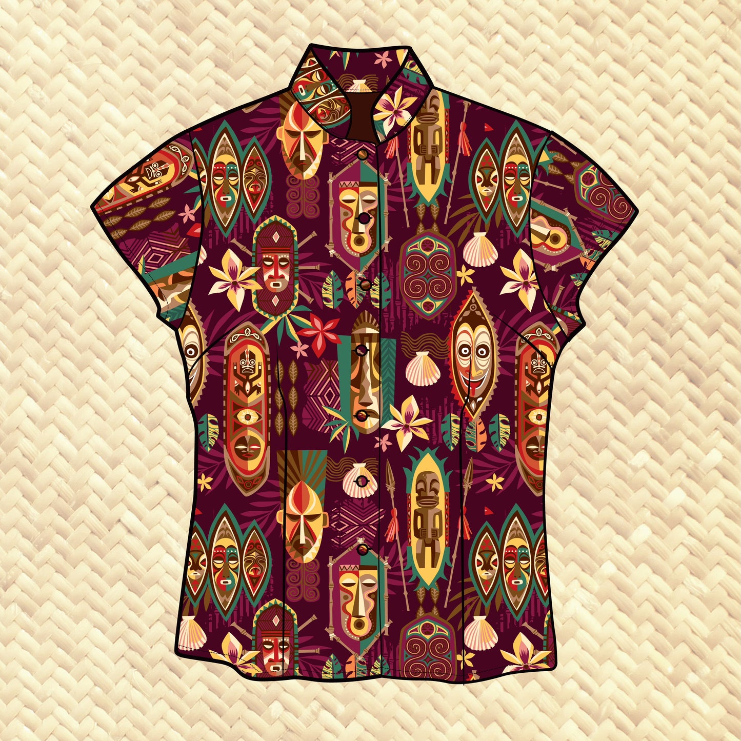 TikiLand Day 2023 'Spirit of Tiki' - Classic Aloha Button-Up Shirt - Womens - Ready to Ship!