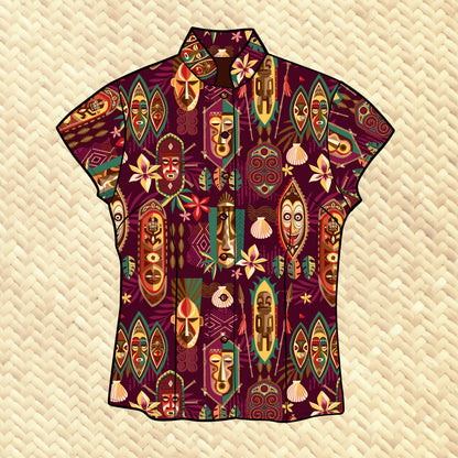 TikiLand Day 2023 'Spirit of Tiki' - Classic Aloha Button-Up Shirt - Womens - Ready to Ship!