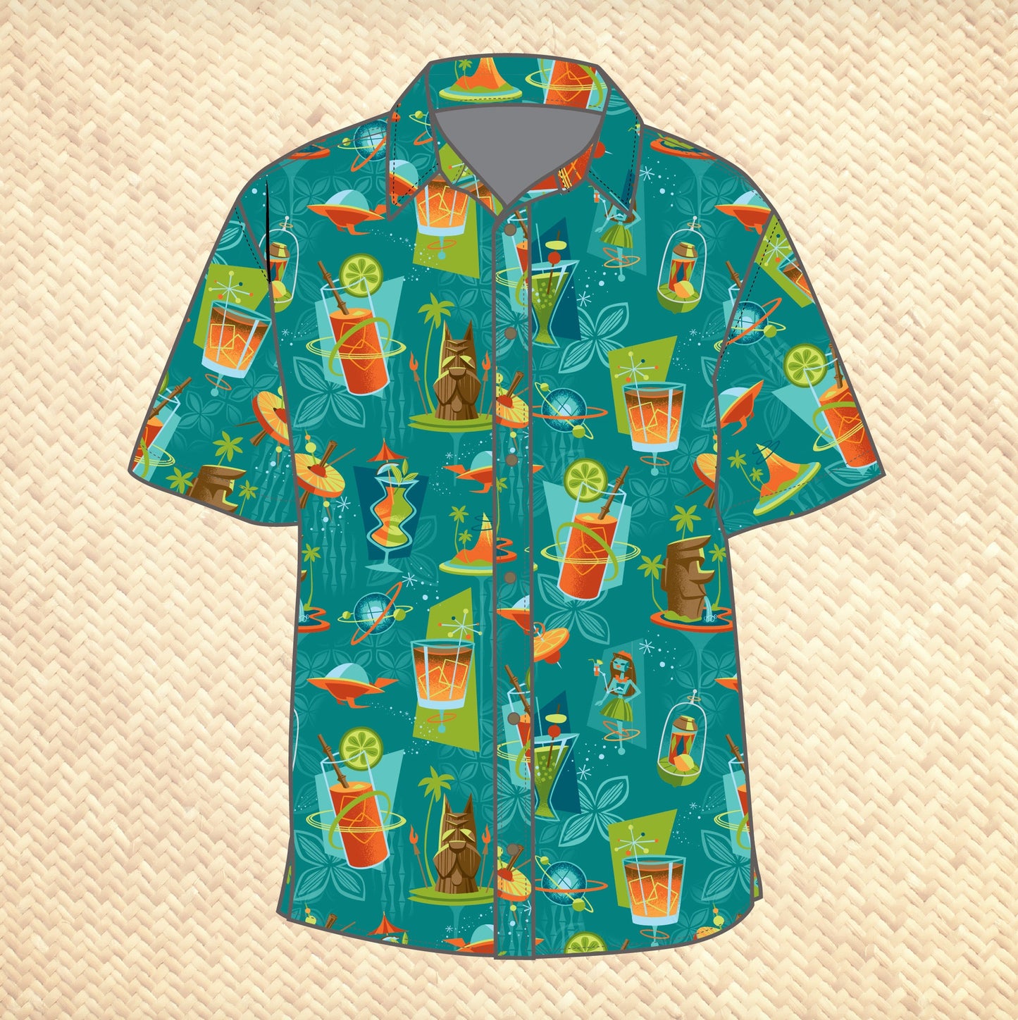 Jeff Granito's 'Cosmic Cocktails' Modern Fit with Flex Button-Up Shirt - Unisex - Ready to Ship! (FREE SHIPPING in U.S.)