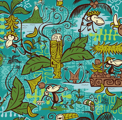 Tiki tOny's 'Beachcomber Monkey' Classic Aloha Button-Up Shirt - Womens - Ready to Ship