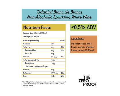 Oddbird Blanc de Blancs Non-Alcoholic Sparkling White Wine