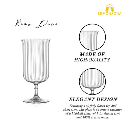 Lemonsoda - Rims Orient-Coupe Gin Sour/Long Island Ribbed Cocktail Glasses - (Deco)(11.5oz / 340mL)