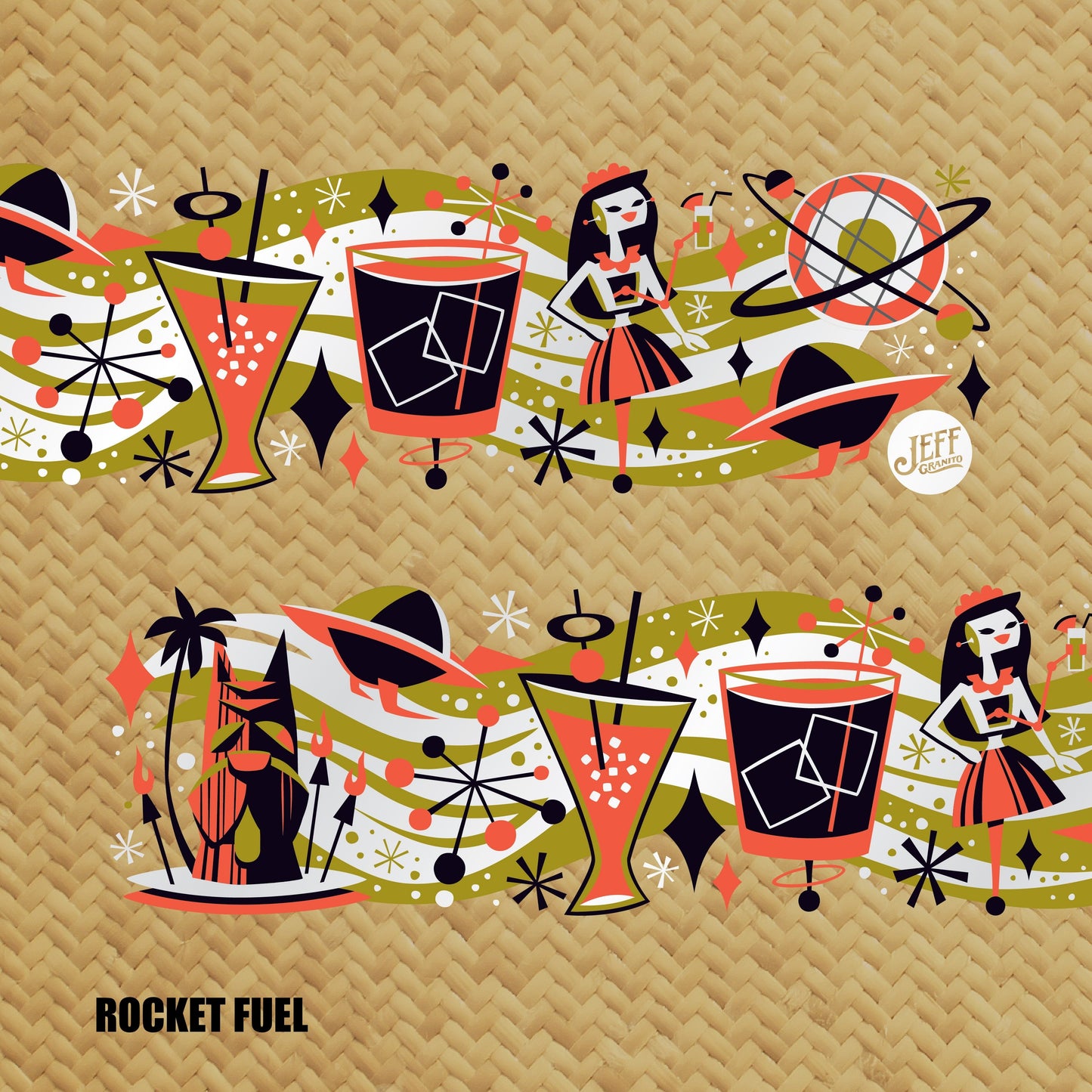 Jeff Granito's 'Cosmic Cocktails' Mai Tai Cocktail Glass (1) - Ready to Ship!