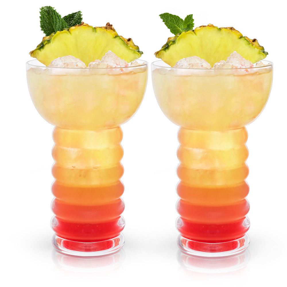 Viski Pacific Crystal Pearl Diver Glasses Set of 2