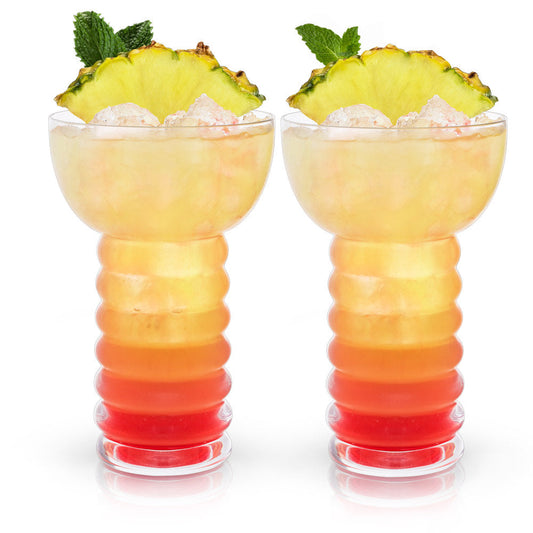 Viski Pacific Crystal Pearl Diver Glasses Set of 2