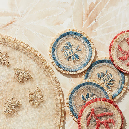 Coral straw coasters - Set of 4