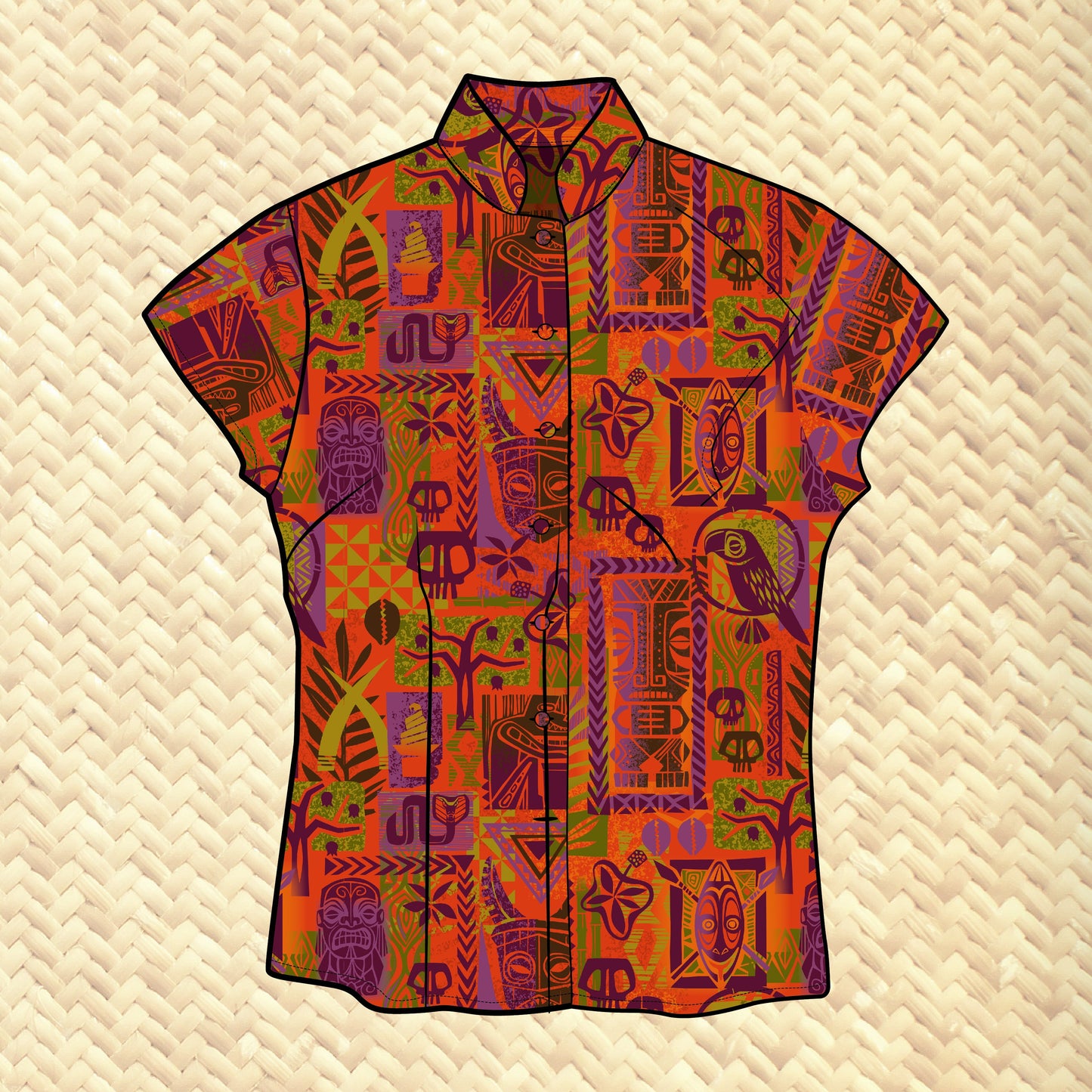TikiLand Day 2022 'Tropical Escape' - Classic Aloha Button-Up Shirt - Womens - Ready to Ship!